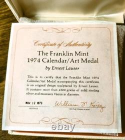 1974 Franklin Mint Sterling Silver Annual Calendar/Art Medal 295 Grams
