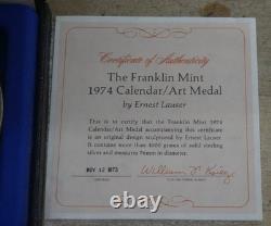 1974 Franklin Mint Sterling Silver Annual Calendar/Art Medal 295 Grams w COA