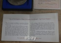 1974 Franklin Mint Sterling Silver Annual Calendar/Art Medal 295 Grams w COA