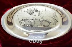 1974 Franklin Mint Sterling Silver Hanging the Wreath Norman Rockwell Plate COA