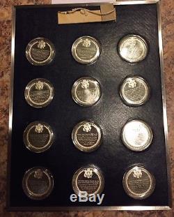 1974 Franklin Mint Sterling Silver History of U. S. Army Medals Ltd Ed Proof