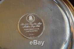 1974 Franklin Mint Sterling Silver Mothers Day Plate 8 # 3287 Ltd Ed With Box