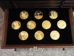 1974 Genius of Leonardo da Vinci Solid Sterling Silver & 24K Gold Medal Set