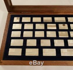 1974 Great Flags Of America 42 Sterling Silver Mini Ingot Flags With Display Case