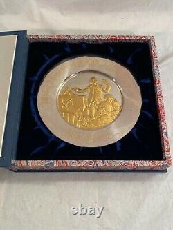 1974 John Adams Bicentennial Commemorative Plate Sterling Silver 24K Gold #5184