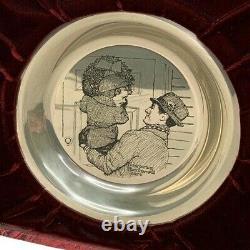1974 Norman Rockwell Sterling Silver Plate Franklin Mint Hanging The Wreath COA