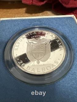 1974 Panama Simon Bolivar 20 Balboas Sterling Silver Proof Coin 3.8 oz ASW