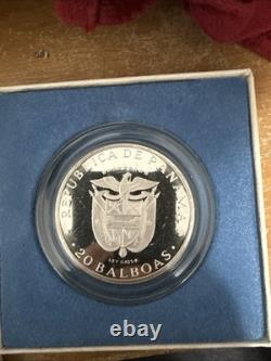1974 Panama Simon Bolivar 20 Balboas Sterling Silver Proof Coin 3.8 oz ASW