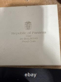 1974 Panama Simon Bolivar 20 Balboas Sterling Silver Proof Coin 3.8 oz ASW