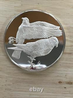 1974 Sparrow Hawk Sterling Silver Prooflike Medal With Stand