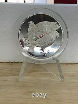 1974 Sparrow Hawk Sterling Silver Prooflike Medal With Stand
