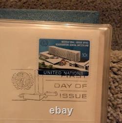 1974 UN Medallic First Day Covers, 5 Sterling Silver Medals, Franklin Mint COA