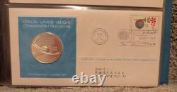 1974 UN Medallic First Day Covers, 5 Sterling Silver Medals, Franklin Mint COA