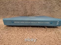 1974 UN Medallic First Day Covers, 5 Sterling Silver Medals, Franklin Mint COA