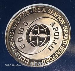 1975 0.964 oz SILVER APOLLO SPACE MISSION ART BAR/ROUND + STAMPS + LETTER