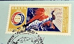 1975 0.964 oz SILVER APOLLO SPACE MISSION ART BAR/ROUND + STAMPS + LETTER