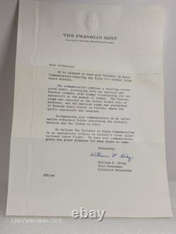 1975 0.964 oz SILVER APOLLO SPACE MISSION ART BAR/ROUND + STAMPS + LETTER