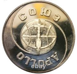 1975 0.964 oz SILVER APOLLO SPACE MISSION ART BAR/ROUND + STAMPS + LETTER