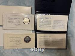 1975 1976 Franklin Mint Cover & Sterling Silver Coin Christmas In Bethlehem