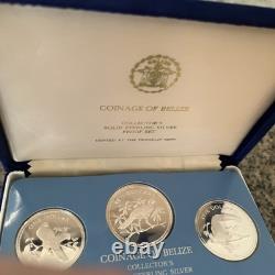 1975 Belize Proof Sterling Silver Coin Set 8 Coins Franklin Mint Box & COA