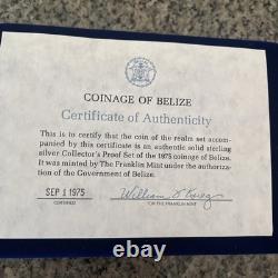 1975 Belize Proof Sterling Silver Coin Set 8 Coins Franklin Mint Box & COA