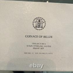 1975 Belize Proof Sterling Silver Coin Set 8 Coins Franklin Mint Box & COA