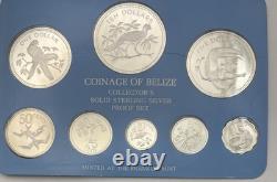 1975 Coinage Of Belize Solid Sterling Silver Proof Set Franklin Mint