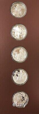 1975 Complete Set Of 50 Sterling Silver Indian Tribal Medals Album Franklin Mint