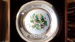 1975 FRANKLIN MINT STERLING SILVER CHAMPLEVE PLATE- FOUR SEASONS SET of FOUR