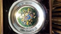 1975 FRANKLIN MINT STERLING SILVER CHAMPLEVE PLATE- FOUR SEASONS SET of FOUR