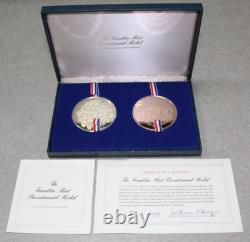 1975 Franklin Mint Bicentennial 925 Silver/Bronze Medals 4oz ea