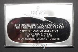 1975 Franklin Mint Bicentennial Sterling Silver Ingot Bar #15 58g 1.72 OZT ASW