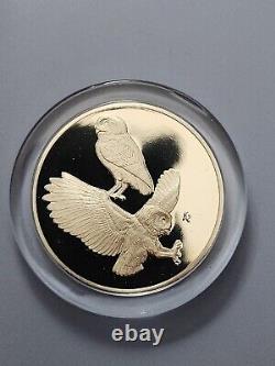 1975 Franklin Mint Elf Owl #44 925 Sterling Silver art bar round In Capsule