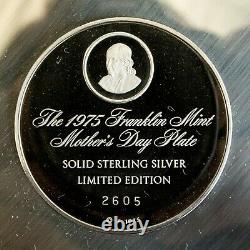 1975 Franklin Mint Mothers Day Plate Sterling Silver (. 925) COA + OGP