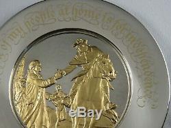 1975 Franklin Mint Sterling Silver & 24K Gold Bicentennial Plate Caesar Rodney