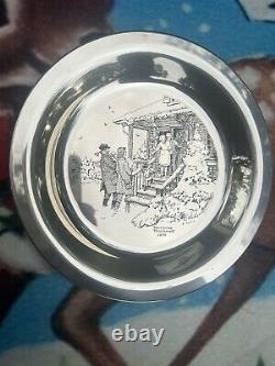 1975 Franklin Mint Sterling Silver Home For Christmas Norman Rockwell Plate 8