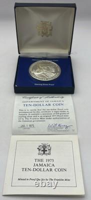 1975 Jamaica $10 Christopher Columbus Franklin Mint Sterling Silver