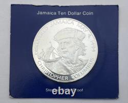 1975 Jamaica $10 Christopher Columbus Franklin Mint Sterling Silver