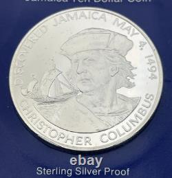 1975 Jamaica $10 Christopher Columbus Franklin Mint Sterling Silver