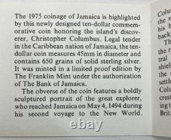1975 Jamaica $10 Christopher Columbus Franklin Mint Sterling Silver