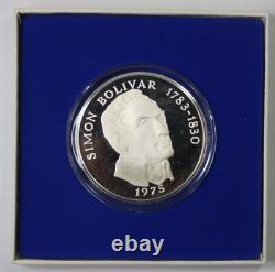 1975 Panama 20 Balboas Proof. 925 Sterling Silver Franklin Mint with COA & Box