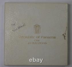 1975 Panama 20 Balboas Proof. 925 Sterling Silver Franklin Mint with COA & Box