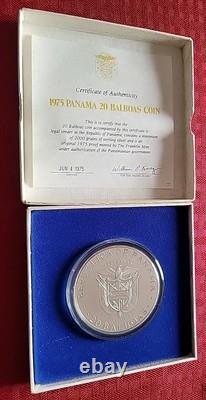 1975 Republic of Panama 20 Balboas Sterling Silver Proof Coin Franklin Mint wCOA