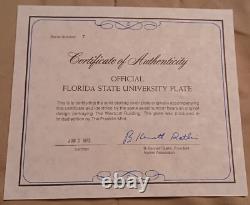 1975 Sterling Silver Franklin Mint Florida State University FSU Plate Sealed