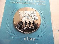 1975 U. N. 1st Edition Proof Five Different Sterling Silver Commemorative Medals