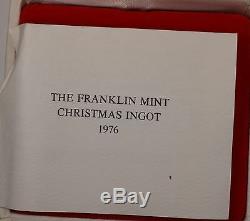 1976 1000 Grain Franklin Mint Christmas Ingot of Solid Sterling Silver