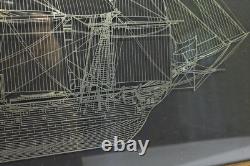 1976 Franklin Mint Sterling Silver Frigate La Belle Poule Ship Silhouette Framed
