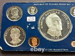 1976 Republic Of Panama Proof Balboa Sterling Silver Coin Set Franklin Mint