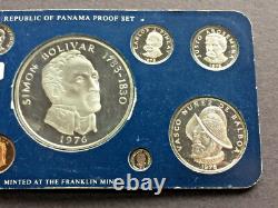 1976 Republic Of Panama Proof Balboa Sterling Silver Coin Set Franklin Mint