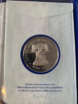 1976 US BICENTENNIAL VISIT Jordan King HUSSEIN Proof Sterling Silver Medal